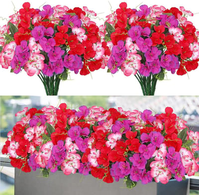 MTTProducts - Kunstbloemen - Decoratieve Bloemen - UV Bestendig - Fuchsia, Rood en Roze - Perfect voor Buiten - Voor Tuin en Feesten