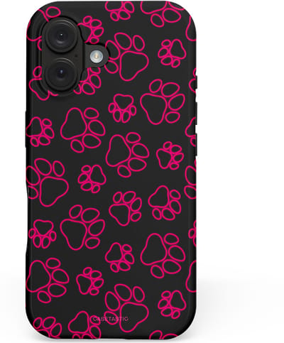 Casetastic hoesje geschikt voor Apple iPhone 16 - MagSafe - Dubbellaagse bescherming - Neon pootjes - Fashion Case - Zwart Bordeaux