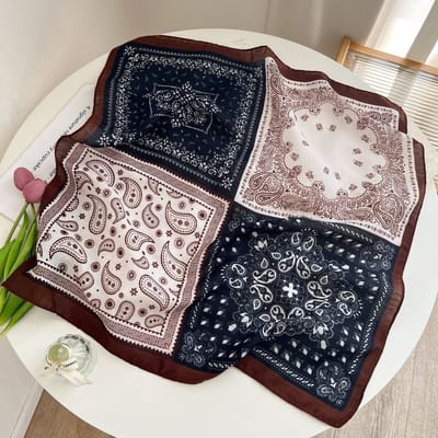 Zijden sjaal-stijl zijden sjaal voor dames - Kleurblokkenprint - Fris en delicaat - Decoratieve shawl over shirts-SJ0223 Benut je gevoel voor mode optimaal!