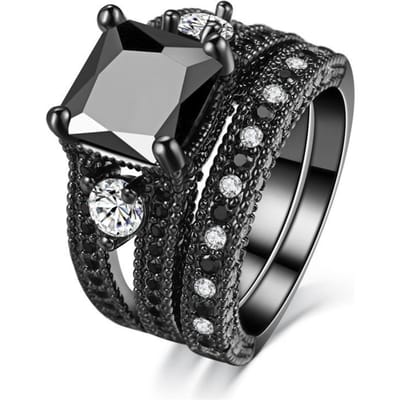 Zijn en Haar Partnerringen Zwart Goud Kleur Dames Paarse Zirkonia Trouwring Titanium Staal Heren Ring Trouwring Sieraden Cadeaus 9 gray