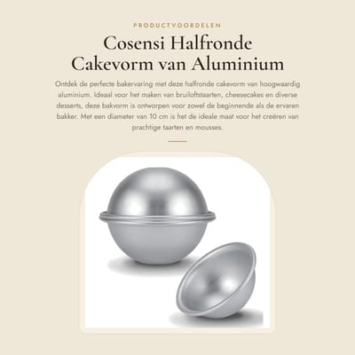 Dailygoods- Cakevorm Halfrond 10 cm - Aluminium - Professionele Bakvorm - Geschikt voor Taarten - Vaatwasserbestendig - Gelijkmatig Koken - Taartvorm