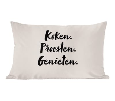 Sierkussens - Kussentjes Woonkamer - 60x40 cm - Koken. proosten. genieten. - Quote - Taupe