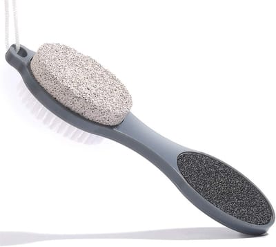 Voetrasp - Voetvijl Eeltverwijderaar - Multifunctioneel 4-in-1 voetpedicure-instrument - met voetscrubber, puimsteen, voetvijl en schuurpapier - voor voetverzorging thuis - Grijs
