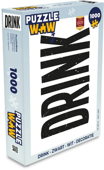 Puzzel Drink - Zwart - Wit - Decoratie - Legpuzzel - Puzzel 1000 stukjes volwassenen