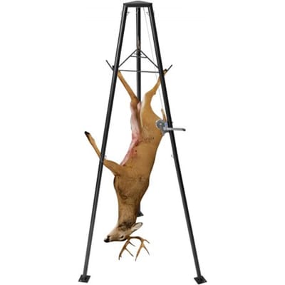 VEVOR Wildtakel, 227 kg laadvermogen, jachtwildtakel met kabellier en sabel, wildhaak, jachtwildaccessoire voor het villen en schoonmaken van wild, 1300 x 1100 x 2750 mm, zwart