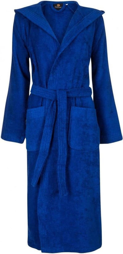 Unisex badjas kobaltblauw - badjas dames - badjas heren - badstof katoen - sauna badjas capuchon - maat S/M
