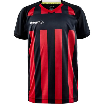 Craft Progress 2.0 Stripe Shirt Korte Mouw Kinderen - Zwart / Rood | Maat: 134/140