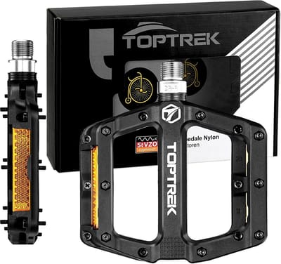 Thijox - Fietspedalen met StVZO-reflectoren, Antislip Nylonvezel MTB Fietspedalen 9/16 inch met 3 Gesloten Lager, Voor Trekking/Racefiets/BMX