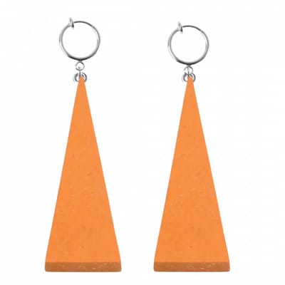 Klem oorbellen Saheli- Oranje -hout-geen gaatje-Charme Bijoux