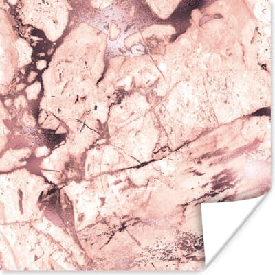 Poster Roze - Marmer - Luxe - 100x100 cm XXL