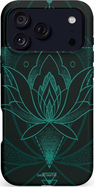 Casetastic hoesje geschikt voor Apple iPhone 17 Pro Max - MagSafe - Dubbellaagse bescherming - Lotus Zen - Fashion Case - Zwart Petrol