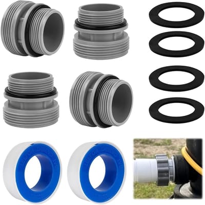 Set van 4 Pool Hose Adapters - Voor Pool Pump - Voor 40 mm tot 1 1/2 Inch Hose - Pool Hose Adapter met Seal - Compatibel met Intex en Coleman Filter Pumps