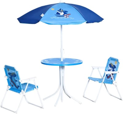 Kinder tuinset - Picknicktafel - Tuinset kinderen - Picknicktafel kinderen - Campingstoel kind - Parasol - Blauw