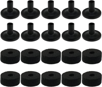 Bekken Stand Vilt Kit - Drum Accessoires - Percussie Beschermen - Zachte Vilt Bescherming - 10 Sets - Zwart