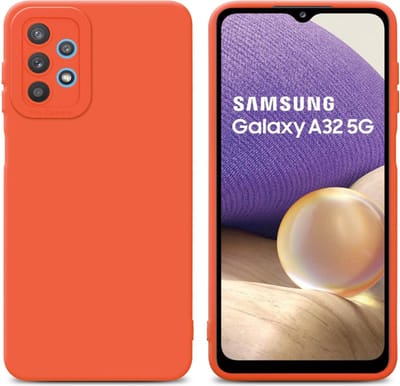 Cadorabo Hoesje geschikt voor Samsung Galaxy A32 5G in FLUID ORANJE - Beschermhoes gemaakt van flexibel TPU silicone Cover Fluid Case