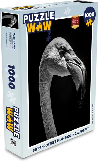 Puzzel Dierenportret flamingo in zwart-wit - Legpuzzel - Puzzel 1000 stukjes volwassenen