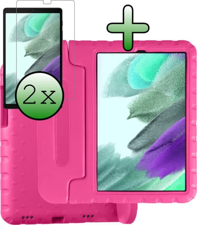 Hoesje Geschikt voor Samsung Galaxy Tab A7 Lite - Met 2x Screenprotector - Kinderhoes Shockproof Bumper - Kidsproof Case - Tablet Hoes - Kinder Hoes Cover - Roze
