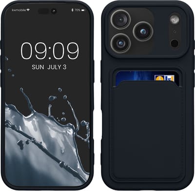 kwmobile telefoonhoesje geschikt voor iPhone 17 Pro - Hoesje met pasjeshouder - TPU case in donkerblauw