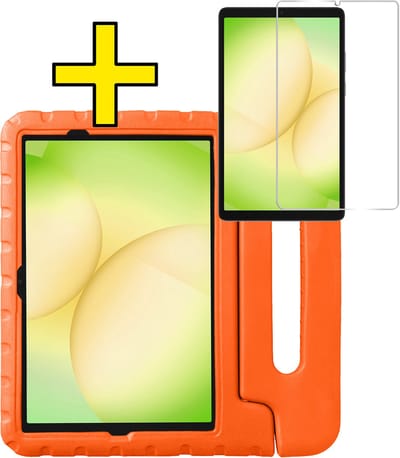 Hoes - Geschikt voor Samsung Galaxy Tab A11 Plus - Met Screenprotector - Kinderhoes Shockproof Bumper - Kidsproof Case - Tablet Hoesje - Kinder Hoesje Cover - Oranje