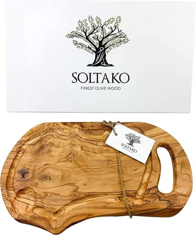 Olijfhouten Snijplank met Handvat - Natuurlijke Steak- en Serveerplank (35-38 cm)