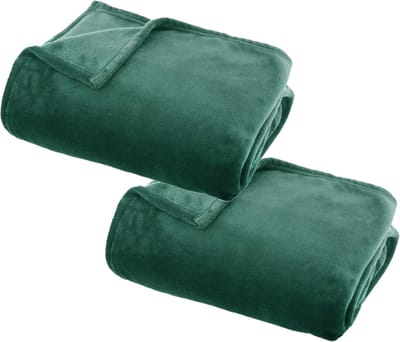 Atmosphera Plaid deken - 2x - groen - polyester - 125 x 150 cm - Bed/Bankdeken - Fleece plaid - Lekker warm