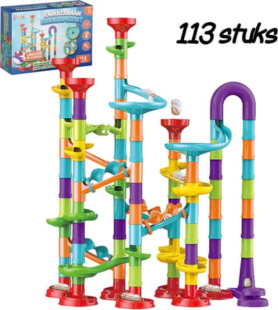 KIDDEL XL Knikkerbaan – 113-delige Marble Run Bouwset met Accessoires – Knikkerbaan Speelgoed voor Kinderen – Educatief Constructie Speelgoed 5+ Jaar