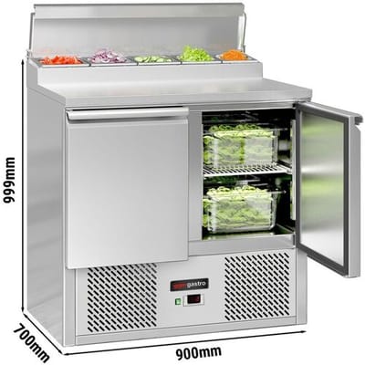 GGM Gastro Zubereitungstisch Mini ECO - 900mm - 2 Türen - für 5x GN 1/6 Zilver