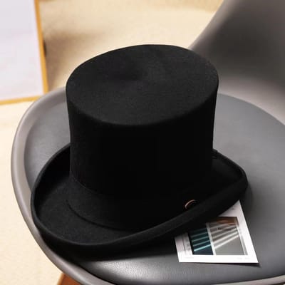 Heren Hoge Hoed Wolle Bolhoed Derby Hoed Herfst Winter Vintage Britse Stijl Jazz Cap Presidentiële Hoed 11 cm hoog Tovenaarshoed M 56-58 gray