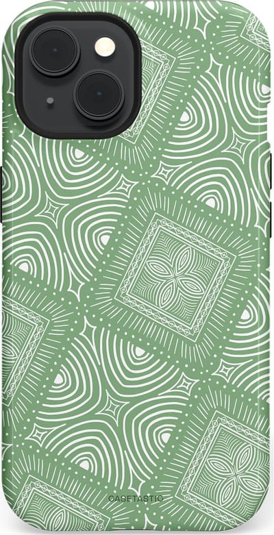 Casetastic Hoesje Geschikt voor Apple iPhone 15 Magsafe - Stijlvolle Beschermende Duo-layer Case - Groene Mandala