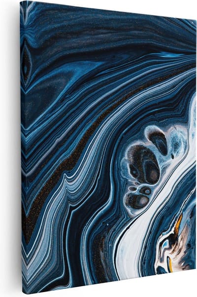Artaza Canvas Schilderij Marmer Abstract - 40x50 cm - Muurdecoratie Woonkamer - Wanddecoratie Blauw - Kamer Accessoires