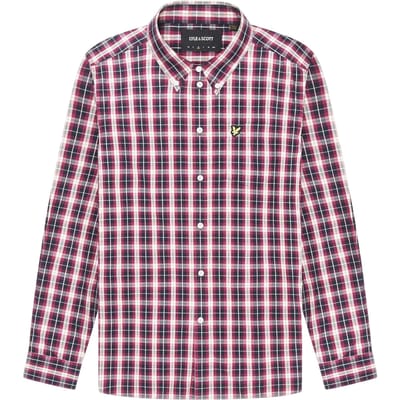 Lyle & Scott Heren Geruite Poplin Overhemd met Lange Mouwen (Navy)