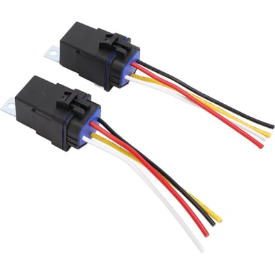 2 Relais Automobiles avec Fils en Cuivre Étamé 12 AWG Relais Étanche Robuste pour Systèmes Électriques de Voiture black