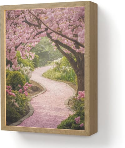 Wandlamp 30x40 cm - Oplaadbaar - Kersenbloesem - Natuur - Sakura - Pad - Japanse tuin - Wandlampen binnen woonkamer - Slaapkamer lamp - Decoratieve nachtlamp - Vloerlamp draadloos