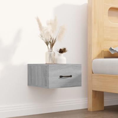 vidaXL - Nachtkastje - wandgemonteerd - 35x35x20 - cm - grijs - sonoma - eikenkleur