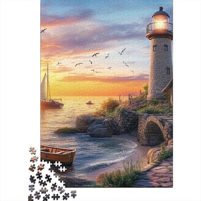 Vuurtoren Puzzel - Legpuzzel - Ontspanning thuis - 1000 stukjes - 75 x 50 cm - Stijl-15