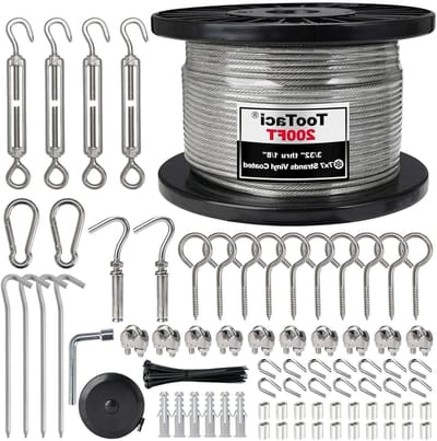 Stalen Kabel Set - Draadkabel Spanset - Buiten Ophangen - Roestvrij Staal 7x7 - 60 Meter 3mm - Zilverkleurig