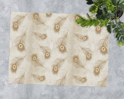 Coloray Vloerbeschermer - Samenstelling van pauwenveren Vloerbeschermer Tapijt - 140x100 cm - Beige Vloerbeschermer Harde Vloer - Motif Vloerbeschermer - PVC Vloerbeschermer - Rechthoekige Mat - Abstracties Thema