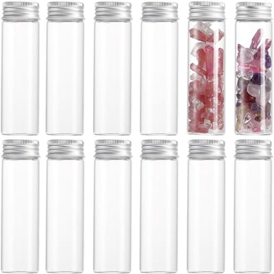 Set van 16 Glazen Opbergpotjes 50 ml, Platte Proefbuizen met Aluminium Schroefdop, Transparante Mini Jars voor Organisatie en Opslag