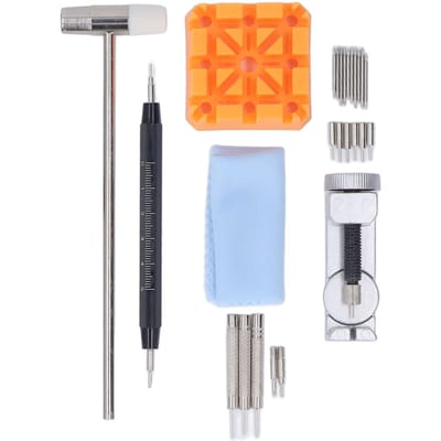 Kit de 27 pièces pour retirer les maillons de montre, outils de remplacement de bracelet de montre avec fourchette à barrette à ressort à échelle noire white