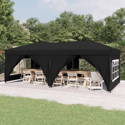 Feesttent met zijwanden - Opvouwbare partytent - Buitenfeesten organiseren - Waterdicht en UV-bestendig - 3 x 6 meter - Zwart