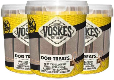 Voskes Hondensnacks Emmer Vleesstrips Lam - 3 x 600 gr - Voordeelverpakking