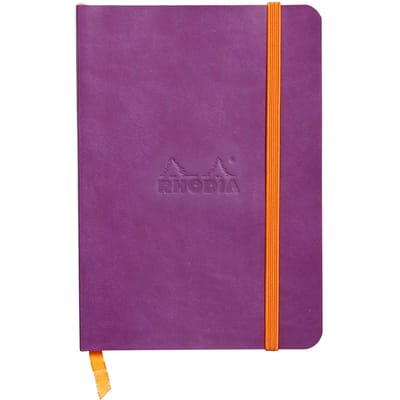 Zacht A6 notitieboek 144 gelijnde pagina's met elastische sluiting Rhodia