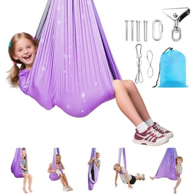 VEVOR Aerial Yoga Hangmat Set gemaakt van dubbellaags stof, Aerial Yoga Swing Air Flying, Yoga Swing met 360° draaibare ophanging & O-Sling & 136,07 kg max. draagvermogen, plafondschommels roze+blauw