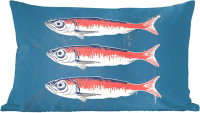 Sierkussens - Kussentjes Woonkamer - 60x40 cm - Vissen - Rood - Blauw