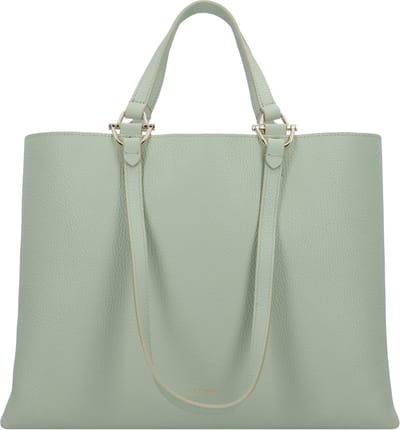 COCCINELLE Leren Handtas Schoudertas Hop On Handbag Grained Leather Celadon Green Mintgroen