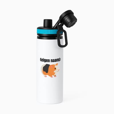 Hacebo® - cavia met eigen naam waterfles met draaidop blauw - Cavia - iemand die cavia's heeft - cavia liefhebber - dieren - verjaardag - cadeau - kado - water fles - 850ML