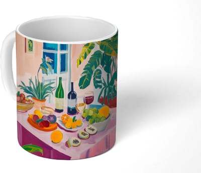 Mok - Koffiemok - Tafel - Wijn - Fruit - Mokken - 350 ML - Beker - Koffiemokken - Theemok