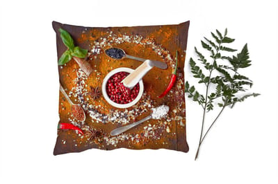 Sierkussens - Kussentjes Woonkamer - 50x50 cm - Vijzel - Kruiden - Lepels - Specerijen - Bruin - Peper