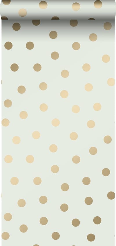 ESTAhome behang stippen gebroken wit en goud - 53 cm x 10.05 m - 139243