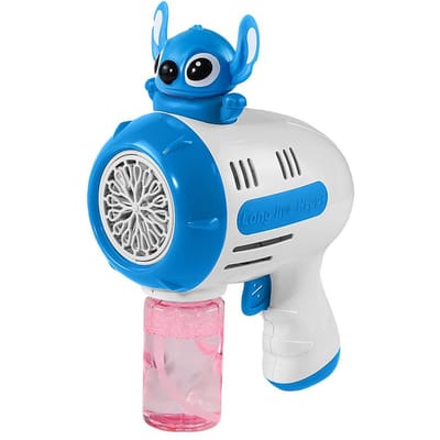 Pistolet à Bulles Électrique Stitch Jouet pour Enfants Machine à Bulles Souffleur Automatique à Savon Avec Lumière Jeux d'Extérieur Cadeau pour Garçons et Filles white